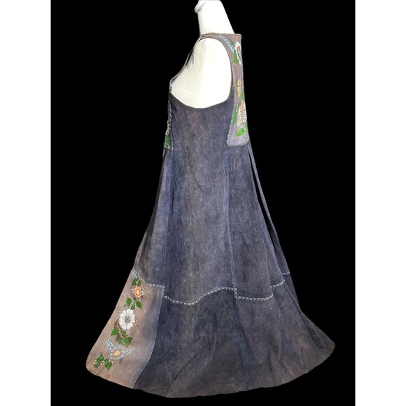 Vtg 70s Char Vest Duster Jacket Hand painted Floral Flower Boho Hippie Hippy - Picture 3 of 16